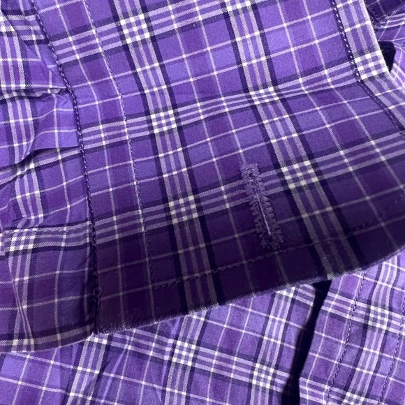 Ralph Lauren Purple Label Mens 15.5 Dress Shirt Purple Plaid Tailored Fit Italy